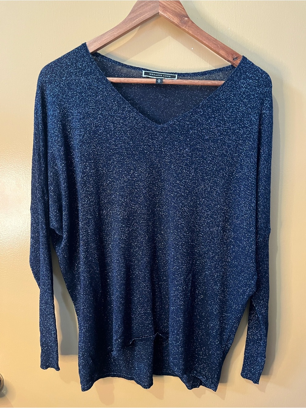 Melanie Lyne | M | Navy Shimmer V-Neck Pullover | PTP 22”